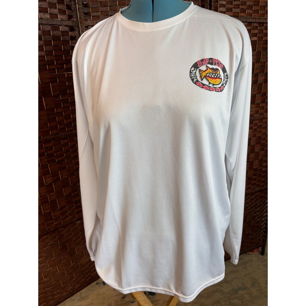 Yazbek Bad Fish Cancun Scuba Long Sleeve Performance Shirt White Mens 2XL